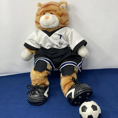 Build A Bear 1997 Orange Stripe Tabby Cat 17" Soccer Uniform Cleats Boxers Ball - Image 1 of 4