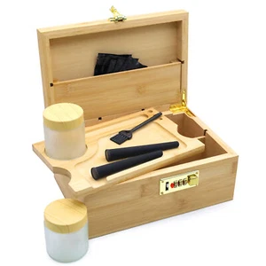 Advanced Bamboo Storage Box Set, Scatola di Immagazzinaggio in Legno, Scatola per Affumicatori - Foto 1 di 5