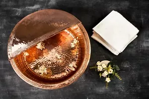 Solid Copper Foot Bath with Removable Footrest | Copper Foot Basin Warming Bowl - Picture 1 of 7