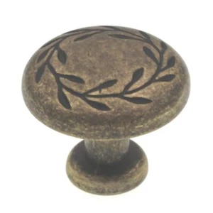 BP1581-R2 Weathered Brass 1 1/4" Leaf Cabinet Knob Pulls Amerock Inspirations - Picture 1 of 4
