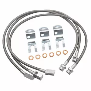 Jeep Front & Rear Extended Stainless Steel Brake Lines Lifts XJ/YJ/TJ - Foto 1 di 7