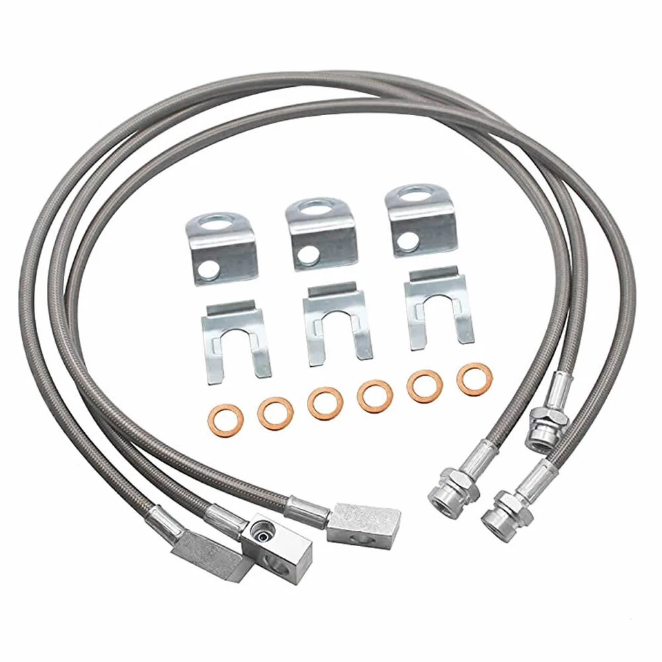 Extended Stainless Brake Lines For 87-06 Jeep Wrangler TJ YJ 84-01 Cherokee XJ - Image 1 of 4