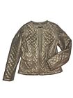 Black Label by Chicos Women's Metallic Quilted Leather Jacket Chicos 00 XS/S