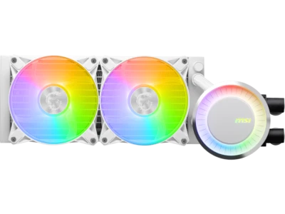 MSI MAG CoreLiquid E240 White - AIO ARGB CPU Liquid Cooler - Rotating Cap Design - Image 1 of 4