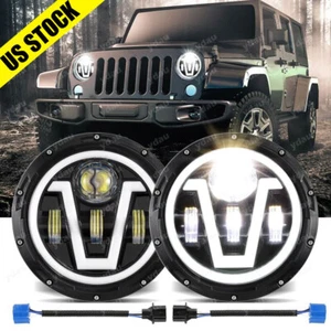 Par de faros LED redondos 130W negros 7" para Jeep Wrangler 1997-2018 TJ LJ JK DOT - Imagen 1 de 10