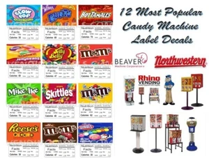 12 PRODUCT VENDING MACHINE CANDY NUTRITION STICKERS LABELS QUICK & FREE  Ship - Picture 1 of 2