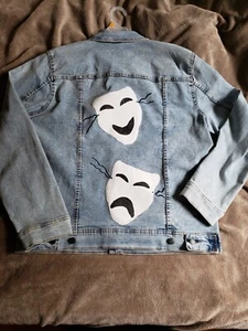 Mardi Gras Denim Jacket Mens Large - Picture 1 of 9