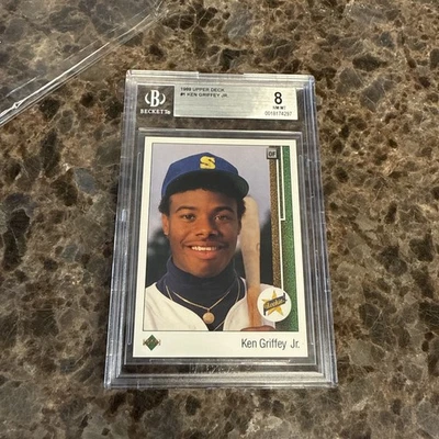 1989 Upper Deck - Ken Griffey Jr #1 (RC) Beckett 8  - Image 1 of 3