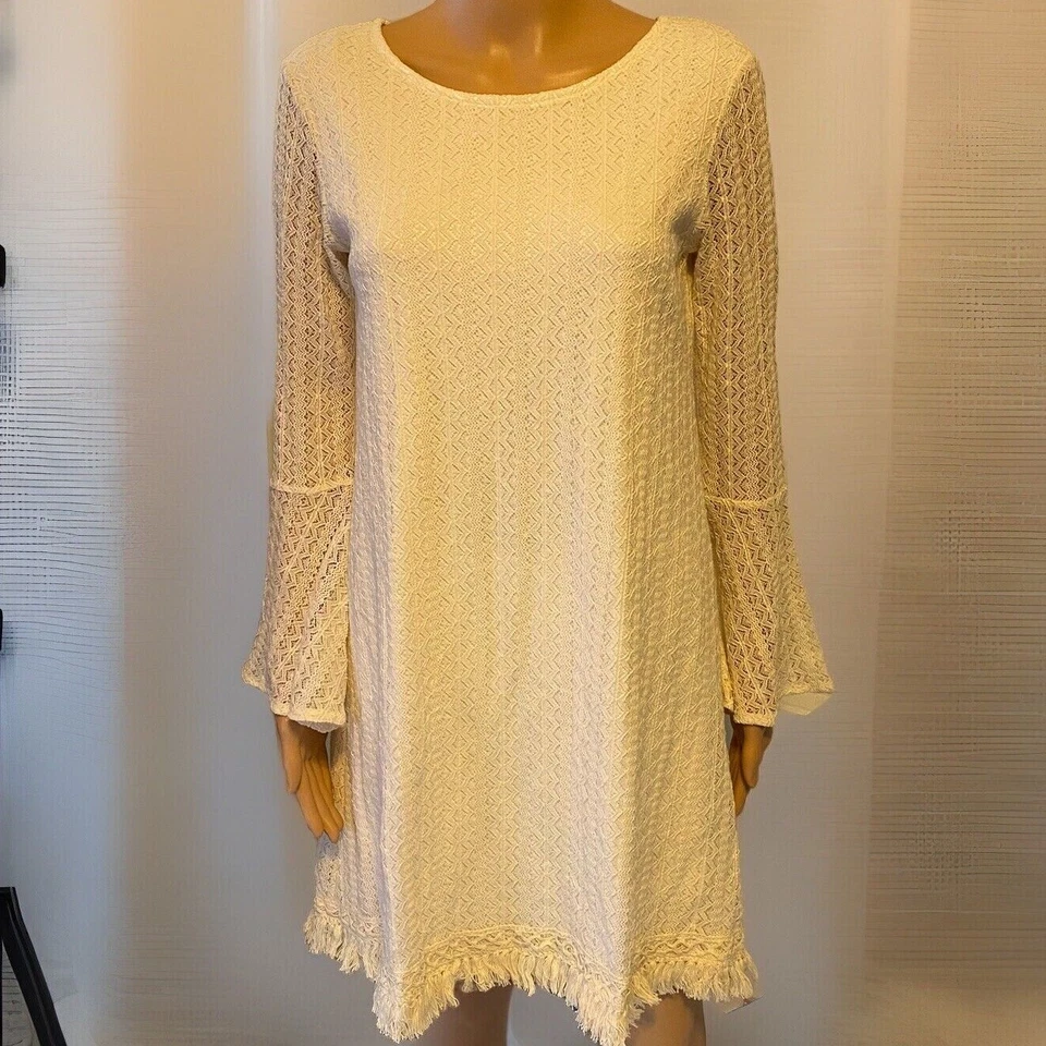 Vestido Art Class Niñas Talla XL 14/16 Encaje Manga Campana Marfil Flecos Cottagecore Foto 1 de 4