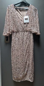 Maya Deluxe Women's Lined Sequin Dress w/ Slit - Size US 6 - NWT - Picture 1 of 20