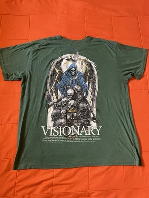 Camiseta masculina Fresh Laundry XXL verde visionário anjo da morte caveira Y2K - Imagem 1 de 4