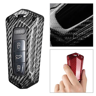 1 Stück Kohlefaser Silber Schwarz Schlüsselanhänger Hülle für Audi A6 A7 A8 Q8 - Image 1 of 3