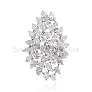 Real SI/H Diamond Cluster Ring 18k Solid White Gold Anniversary Gift 3.20 Ct - Picture 1 of 9