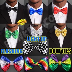 Light Up LED Flashing Blinking Bow Ties - Several Colors to Choose! - Picture 1 of 18