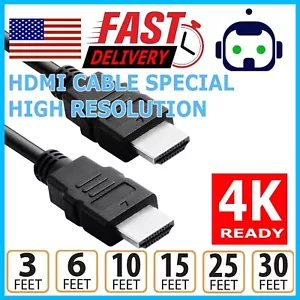 HDMI Cable Cord 1.4 4K 3D HDTV PC Xbox PS5 High Speed Plug 3 6 10 15 25 30 50 FT - Picture 1 of 14