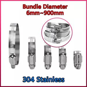 Hose Clips Clamps Worm Drive Stainless Steel A2 Hose Clips Pipe Clamps 6mm~900mm - Picture 1 of 2
