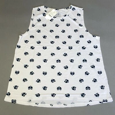 全新 Modern Lux 蓝色-白色无袖心形橄榄球背心女式 XL 码 — 第 1/3 张图片