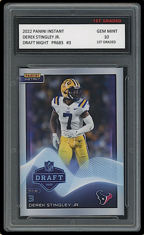 DEREK STINGLEY JR. 2022 PANINI INSTANT NFL DRAFT NIGHT 1ST GRADED 10 ROOKIE CARD - Image 1 of 1