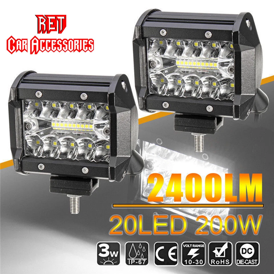 200W High Power 6000K White LED Work Light Bar Spot Flood Beam For Ford Off-Road Foto 1 de 4