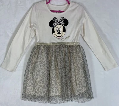 Disney Girls White Gold Minnie Mouse Dress- Minnie Mouse Tulle Tutu Dress- Sz 6 - Image 1 of 4