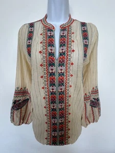 Johnny Was Workshop Claudine Paris Size S Embroidery Boho Chic Effortless Top - Picture 1 of 11