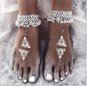 1 Pc Silver Bell Ring Slave Ankle Foot Tassel Chain Bracelet Sandal Barefoot - Picture 1 of 3