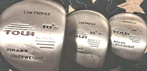 Tour Sonic Drivers 10°D 14°F 18°F Brass Backweight, Low Profile, Steel Shaft, RH - Picture 1 of 9