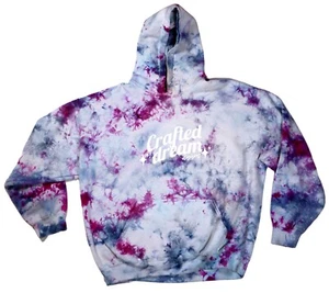 Tie-Dye Hoodie Crafted Dream Designs Unisex Pullover Sweatshirt Blue Purple - Picture 1 of 1