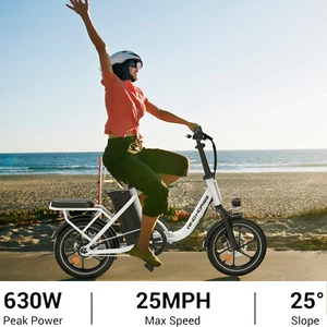 Upgraded Peak 630W Electric Moped Bicycle Adult Foldable Commuter E Bike W/2Seat - Picture 1 of 11