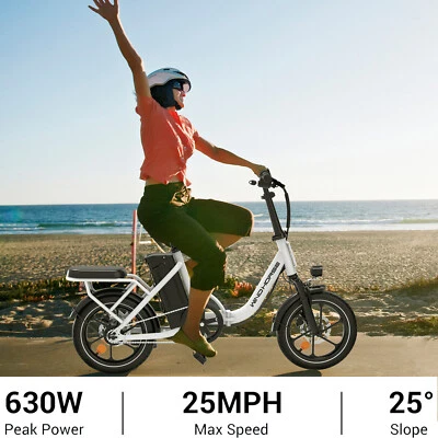 Upgraded Peak 630W Electric Moped Bicycle Adult Foldable Commuter E Bike W/2Seat - Image 1 of 4
