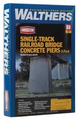 4550 Walthers Cornerstone Single-Track Railroad Bridge Concrete Piers (2) HO - Image 1 of 2
