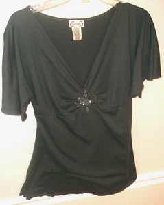 Next Era Dark Gray Rayon/Poly/Spandex Beaded Front Tie Back Top Size  XL EUC - Bild 1 von 5