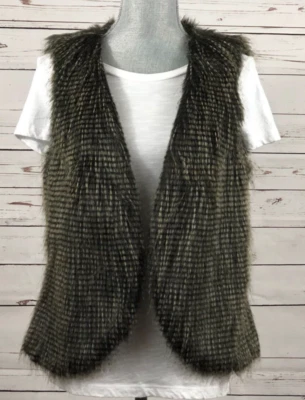 Chaleco de piel sintética suave Bebe para mujer marrón tostado forrado ~ M Foto 1 de 4