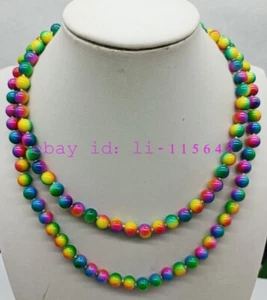 Colorido Encantador 10mm Multicolor Concha Perla Redonda Cuentas Collar 18-36" Regalo - Imagen 1 de 11