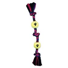 Mammoth Flossy Chews Color 3-Knot Tug with Tennis Ball