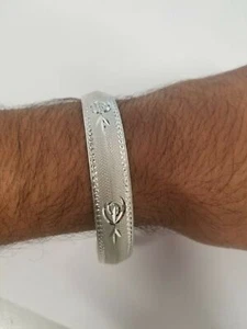 Silver Plated Laser Engraved Khandas Sikh Singh Kaur Khalsa Kara Bangle Kada U3 - Picture 1 of 12