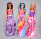 3X Barbie Princess Dolls Teresa Purple Pink Rainbow Skirt Blue Hair Mattel Mt56