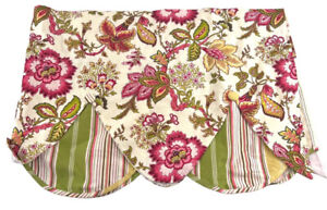 Waverly~Scalloped Valance~52x18~Jacobean Floral~Pink/Green/Yellow~FREE SHIPPING~