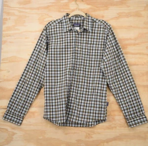Patagonia Plaid Point Collar L/S Button Down Shirt Mens S Brown/Blue/White/Black - Picture 1 of 10