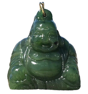 19mm Original Natürlich Nephritjade Happy Buddha Anhänger Halskette Auf Schnur