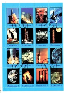 Ajman 1970 16 valores hoja de misiones Apolo CTO espacial - Imagen 1 de 1