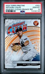 2024 TOPPS PRISTINE SQUEAKY CLEAN SQ1 ANTHONY VOLPE ORANGE REFRACTOR 6/25 PSA 10 - Picture 1 of 2