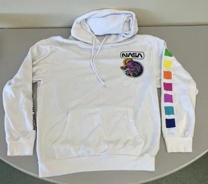 Size L - Hyper Space NASA Rainbow Astronaut Pullover Hoodie White - Picture 1 of 10