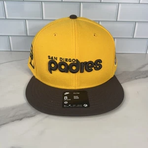 San Diego Padres Hat Cap Fitted Mens 8 Yellow Brown 1978 All Star Game Nike - Picture 1 of 13