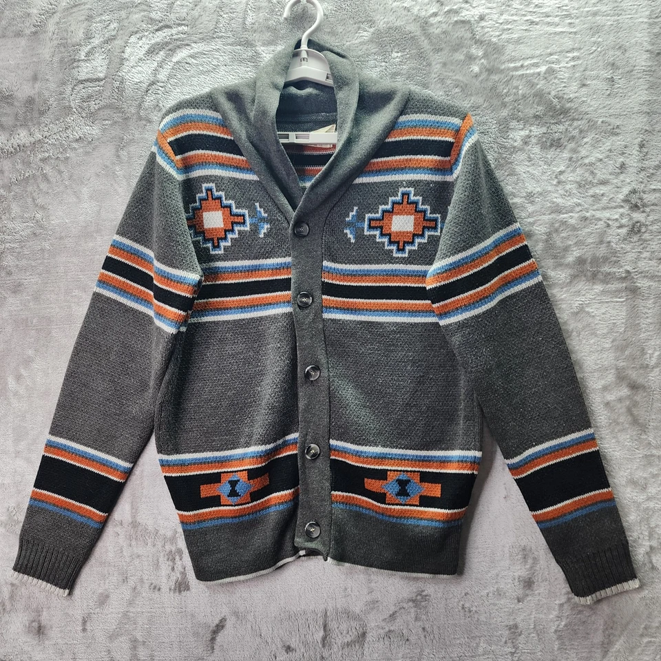 Brave Soul Men’s Small Shawl Collar Cardigan Sweater – Aztec Southwest Geometric - Image 1 of 4