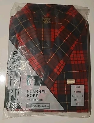Bata de franela 100 % algodón vintage Sears The Men's Store X-Large 46/48 Foto 1 de 3