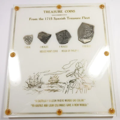 Juego de monedas 1715 México Flota Tesoro Español Plata Cob 1 2 4 8 Reales #57752V Foto 1 de 4