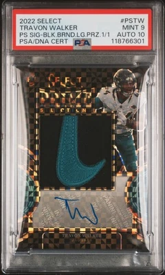 2022 Select Travon Walker RC Auto Nike Swoosh #1/1 Black Prizm  PSA 9 Prime - Image 1 of 2