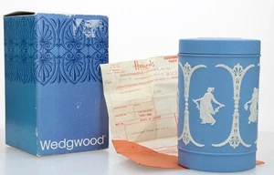 WEDGWOOD JASPER WARE HARRODS TEA CADDY / CANNISTER 1970's - Original Receipt - Picture 1 of 14