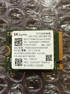 SK hynix BC511 512GB NVMe M.2 2230 SSD HFM512GDGTNI-82A0A Dell OTG8T0 - getestet - Bild 1 von 1